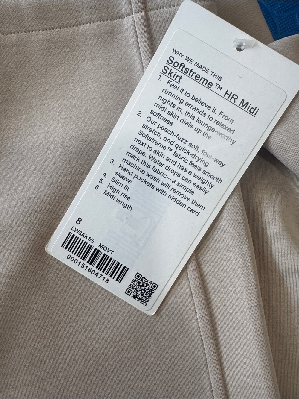 lululemon athletica Softstreme HR Midi Skirt in Beige - Picture 4 of 4